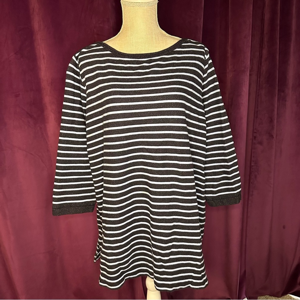 Navy and Light Blue Striped Top, 1X